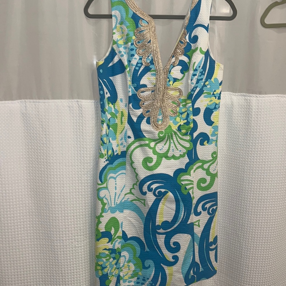 Lilly Pulitzer Shift Dress with Gold Trim